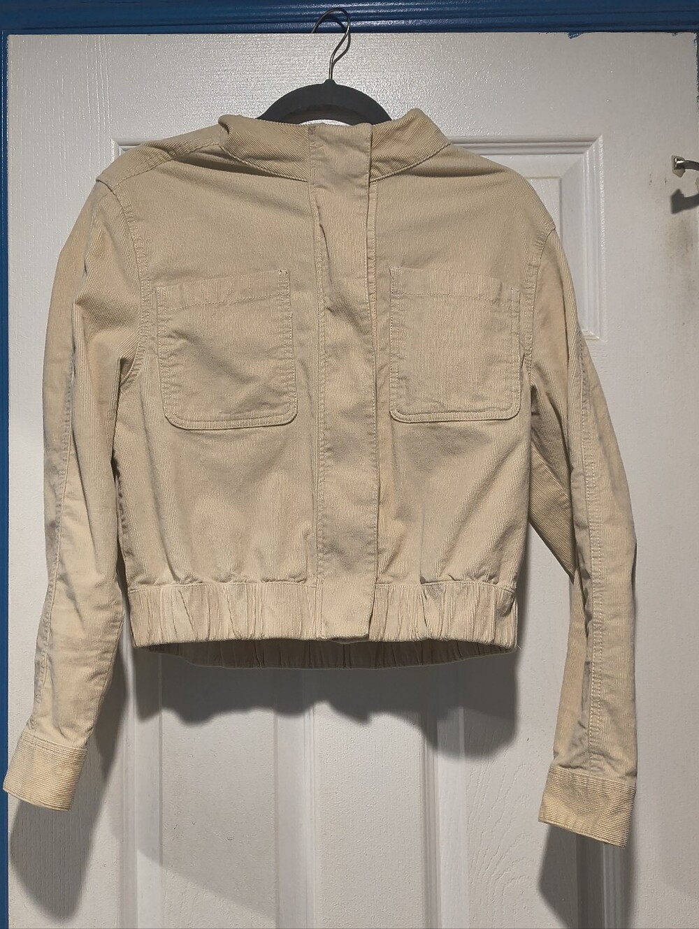 Pact Organic Cotton Corduroy Cropped Bomber Utility Jacket Beige - Size M